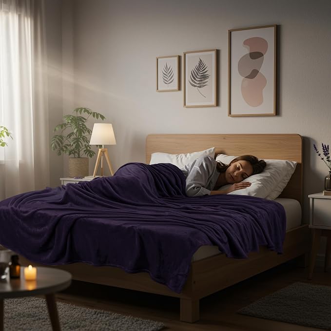 Utopia Bedding Ultra Soft Fleece Bed Blanket King Size Purple | Microfiber - Image 6