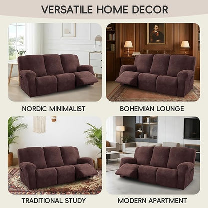 5-Piece Recliner Sofa Covers, Stretch Geometric Strokes Jacquard Recliner Sofa - Image 7