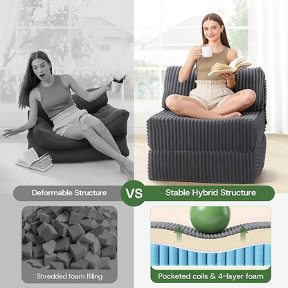 Convertible 4-in-1 Folding Sofa Bed Boneless Sleeper Chair Couch Foldable - Image 3