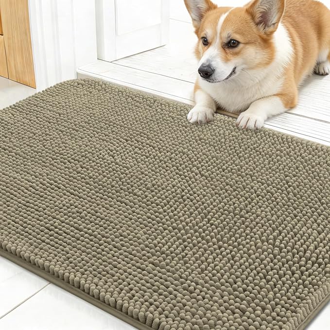 OLANLY Dog Door Mat for Muddy Paws 30x17, Super Absorbent Chenille Mud Mat | by OLANLY