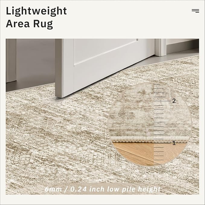 Soalmost 10x14 Area Rugs for Living Room Washable Rug Non-Slip Brown | Large - Image 8