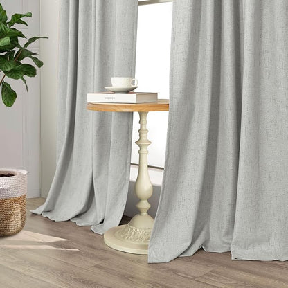 Pitalk 63 Inch Length Curtains for Living Room Black Out 2 Panel Faux Linen - Image 9