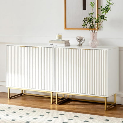 EYYTHUNG Fluted Cabinet with Storage Set of 2, Sideboard Buffet Cabinet with - Image 7