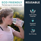 mayu Travel Water Bottle with Bamboo Lid - Borosilicate Glass Eco Friendly BPA Free | Adult and Kids Bottles with Cap - Leak Free Design - Non Toxic Reusable Hydration for Everyday Use | 0.5L, 17OZ