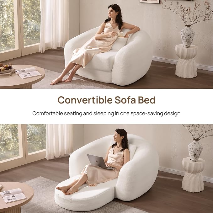 SICOTAS Curved Sofa Couch Bed for Living Room Convertible Futon Cloud Boneless - Image 5