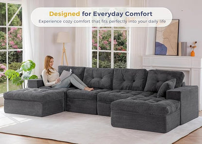 MAXYOYO 132" U Shaped Modular Sectional Sofa - Image 3