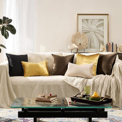 GIGIZAZA Brown Velvet Pillow Covers 18x18 Decorative Pillows Pack of 2 | Throw - Image 6