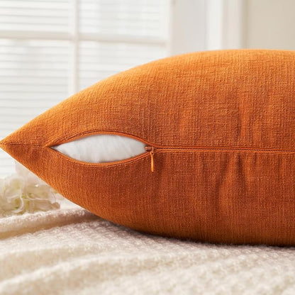 MIULEE Fall Orange Chenille Couch Throw Pillow Covers, 20x20 | Set of 2 - Image 3