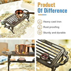 Sungmor Heavy Duty Cast Iron Teapot Dish Warmer Stable Holder for Tealight Stand | Tealight Warmer Decorative Stove for Villa Yard Balcony-Rectangle