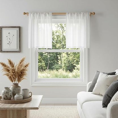 MYSKY HOME Semi Sheer White Curtains 36 Inches Long - Image 4