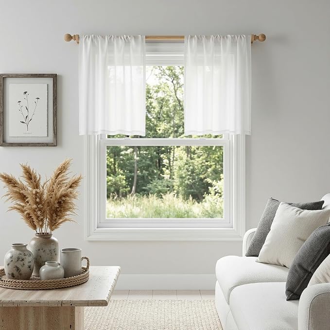 MYSKY HOME 30 Inches Long White Tiers Curtains - Image 4