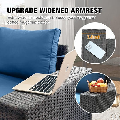 JOYURE 6 Pieces Patio Furniture Set All-Weather Outdoor Wicker Sectional - Image 2