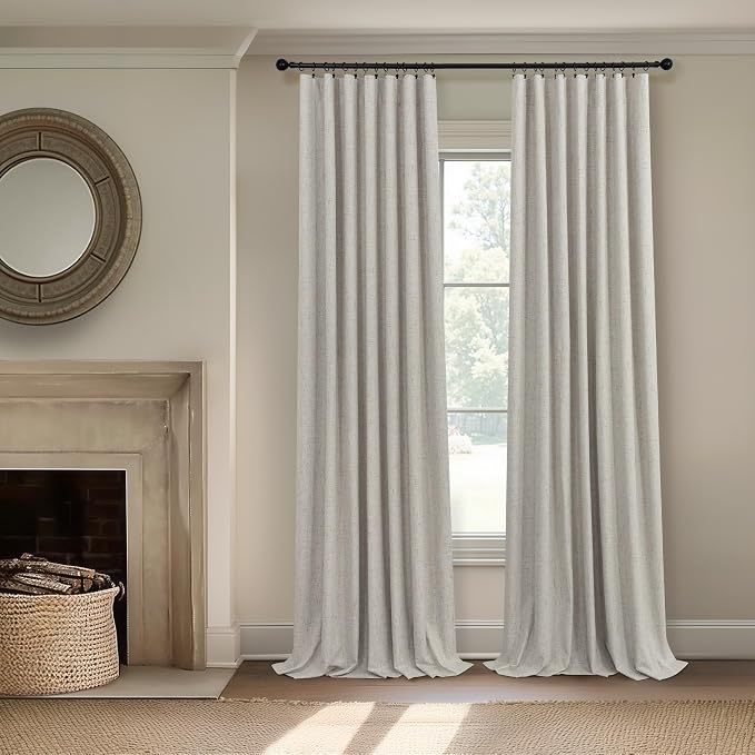 Black Out Linen Curtains 108 Inches Long - Image 2