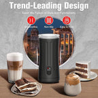 Electric Milk Frother, 4-in-1 Milk Steamer and Frother, 8.1oz/240ml Automatic Warm and Cold Foam Maker, Auto Shut-Off Frother for Coffee, Latte, Cappuccino, Macchiato(Black)