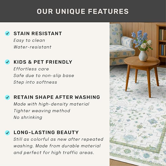 Washable Oushak Bathroom Runner Rug 2x5 - Image 7