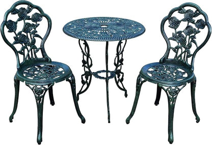 Oakland Living Cast Aluminum Conversation Set Metal Antique Green 3 Piece Patio by Oakland+Living