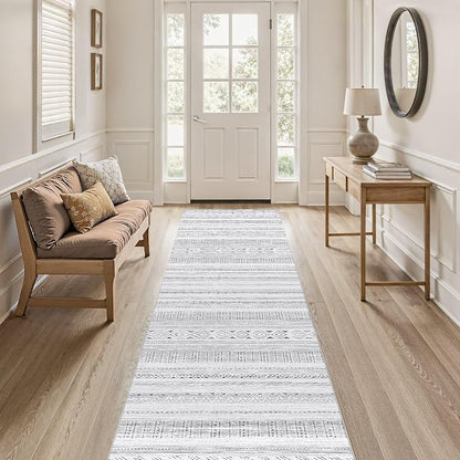 cotiled Hallway 2.6x8 Runner Rugs Washable Boho Rug Dark Grey | Stain Resistan - Image 6