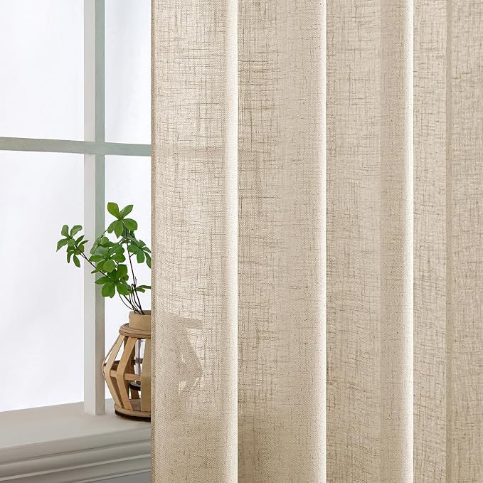MIULEE Light Taupe Linen Curtains 52x90 Inch Long - Image 5