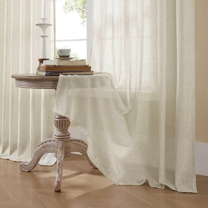 Joydeco Linen Curtains 96 Inch Length 2 Panel Sets, Light Filtering Curtains - Image 5