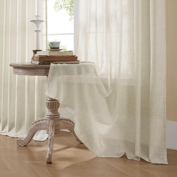 Joydeco Linen Curtains 96 Inch Length 2 Panel Sets, Light Filtering Curtains - Image 5