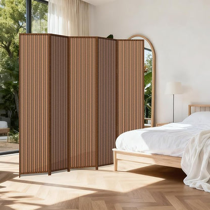 5 Panel Room Divider and Extra Wide Folding Privacy Screen, Bamboo Room Divider - Image 7