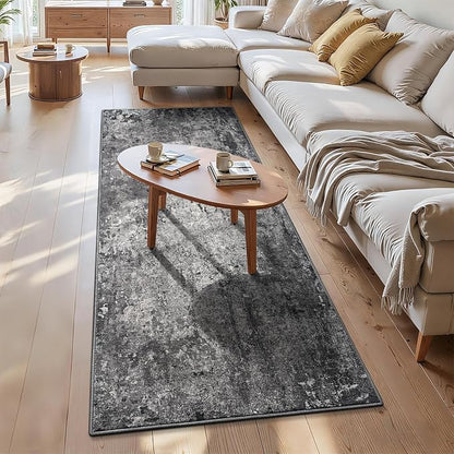 3x7 Black Rug Runners for Hallways Kitchen Runner Rug Non Slip Washable Black by OmpaaHomeDecor