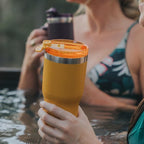 RTIC 20oz Essential Tumbler with Lid, Insulated, Stainless Steel, Metal, Double Wall Vacuum-Insulation, Ceramic Lined, Travel Cup for Iced Coffee, Tea, Hot and Cold Drink, Patriot Metallic
