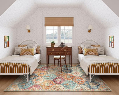 Lahome Moroccan 5x8 Area Rug, Ultra-Thin Washable Rugs - Image 4