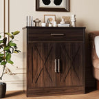 Vongrasig Sideboard Buffet Cabinet with Storage, Modern Kitchen Storage Cabinet with 1 Drawer and 2 Doors, Wood Coffee Bar Buffet Table for Kitchen, Dining Room, Rustic Brown