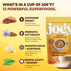 Joe'y Mushroom Coffee Alternative with Cacao and Dandelion Root, Chicory Coffee Substitute with Adaptogenic Superfoods, Vegan Gluten-Free Drink for Focus and Clean Energy without Jitters, 60 Servings