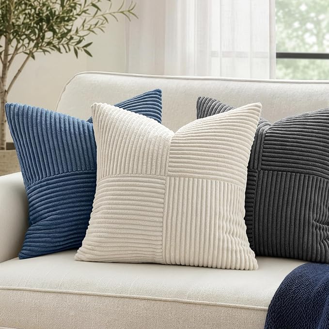 MIULEE Cream White Decorative Euro Sham Pillow Covers 24x24 Inch 2 Pack | Beige - Image 3