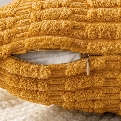 MIULEE Corduroy Decorative Throw Pillow Covers 16x16 Gold Yellow Pack of 2 | - Image 5