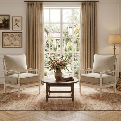 DUHOME Linen Fabric Spindle Accent Chairs Set of 2 by DuhomeElegantLifestyle