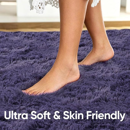 4'x5'3'' Taro Purple Fluffy Soft Area Rug Non-Slip - Image 5