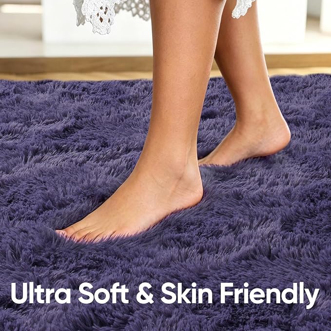 4x6 Taro Purple Fluffy Soft Area Rug Non-Slip - Image 5