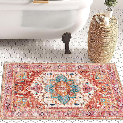 Yamaziot Washable Area Rug, 2x3 Small Boho Vintage Entryway Non-Slip Rug | - Image 7