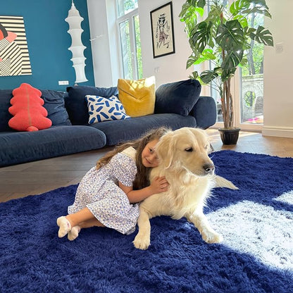 OLANLY 3x3 Machine Washable Small Bedside Rug, Soft Fluffy Shaggy Entryway - Image 5