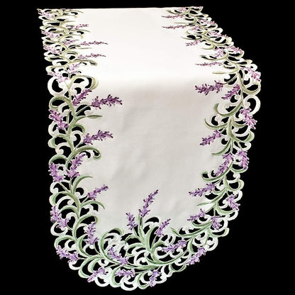 Embroidered Purple Embroidered Lavender Lilac Table Runner, Dresser Scarf - Image 5