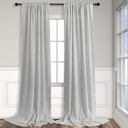 Pitalk Light Grey Linen Curtains 102 Inches Long - Image 8