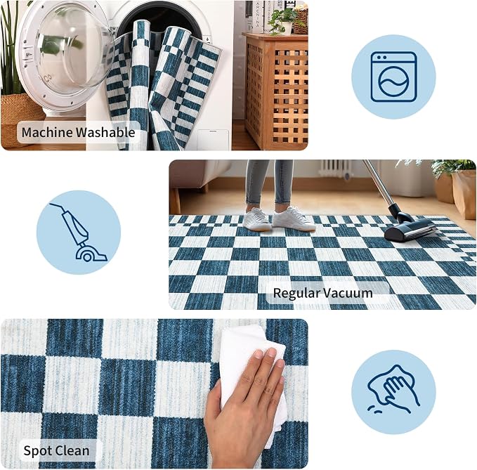 GarveeHome Blue Checkered Rug 6x9 Area Rugs - Image 8