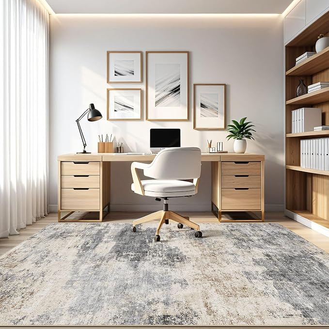 LOONGRUG 6x9 Area Rugs Washable Neutral Modern Living Room Rug Grey Brown | - Image 8