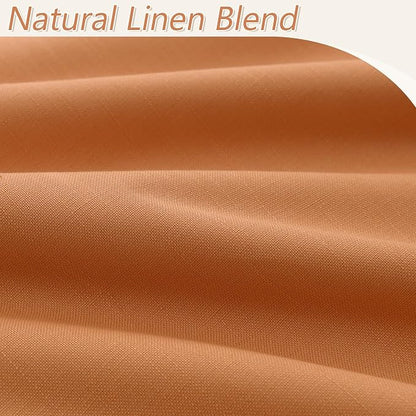 Orange 100% Blackout Linen Curtains 84 Inch Length 2 Panels Set - Image 5