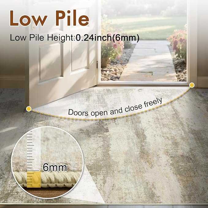 2x6 Ft Washable Runner Rug, Non-Slip Low Pile Hallway Kitchen Area Rug - Image 7