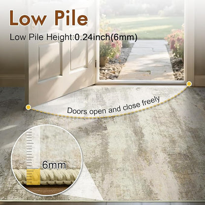 2x6 Ft Washable Runner Rug, Non-Slip Low Pile Hallway Kitchen Area Rug - Image 7
