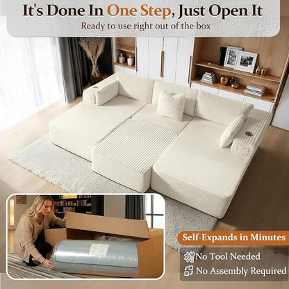 108" Cloud Sectional Couch, Comfort Sleep Sofa - Image 3