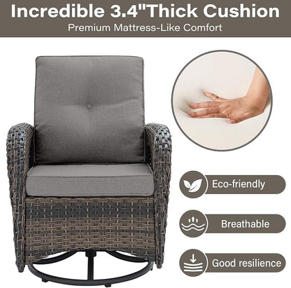 Belord Patio Furniture Swivel Glider PE Wicker Chairs, Outdoor Swivel Rocker - Image 6