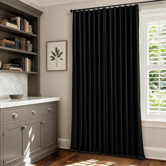 Black 120 Inch Pinch Pleated 100% Blackout Curtains - Image 7