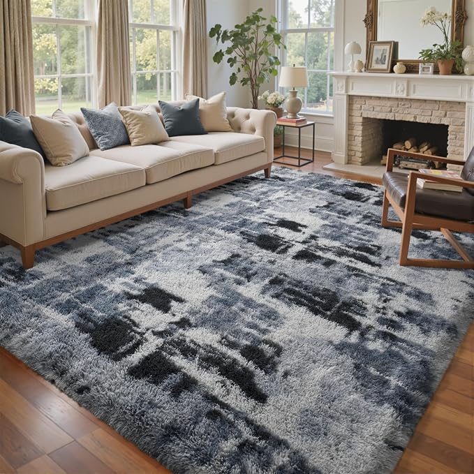 5x7 Ft Large Shag Rugs for Bedroom Living Room, Tie Dyed Ultra Soft Fluffy - Image 2