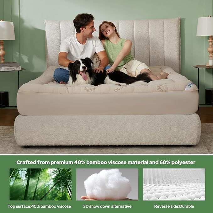 BEDLORE Queen Mattress Topper Viscose Derived from Bamboo, Thick Pillow Top - Image 3
