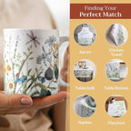 Maison d' Hermine Coffee Mug with Handles Fine Bone China Mugs Pack of One Tea Cups for Hot Beverages Cappuccino Latte Home Restaurant Office Perfect for Gift (Fleurs De Mai - Prairie, 12 Ounce)